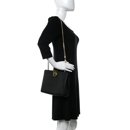 Salvatore Ferragamo Printed Calfskin Gancini Trifolio Chain Bag Black 2 of 9