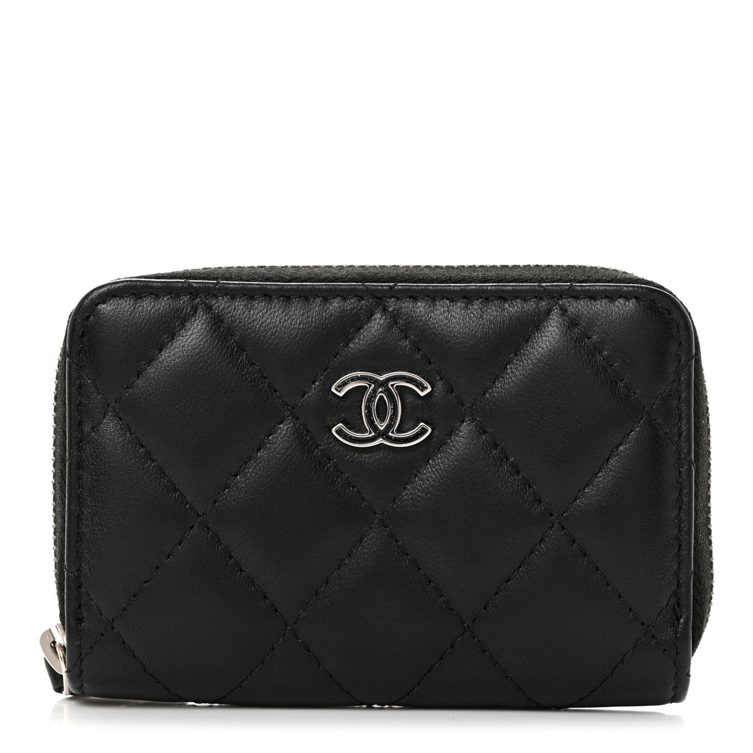 Chanel Lambskin Quilted Zip Coin Purse Black 1 of 8