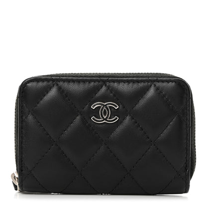 Chanel Lambskin Quilted Zip Coin Purse Black 1 of 8