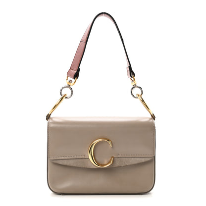 Chloe Shiny Calfskin Suede Small C Double Carry Bag Motty Grey 1 of 9