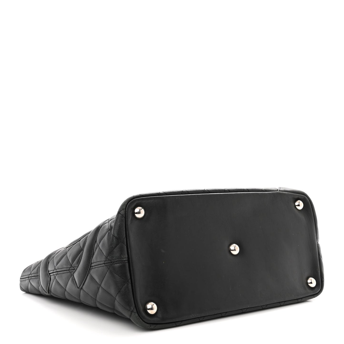 Calfskin Quilted Large Cambon Tote Black