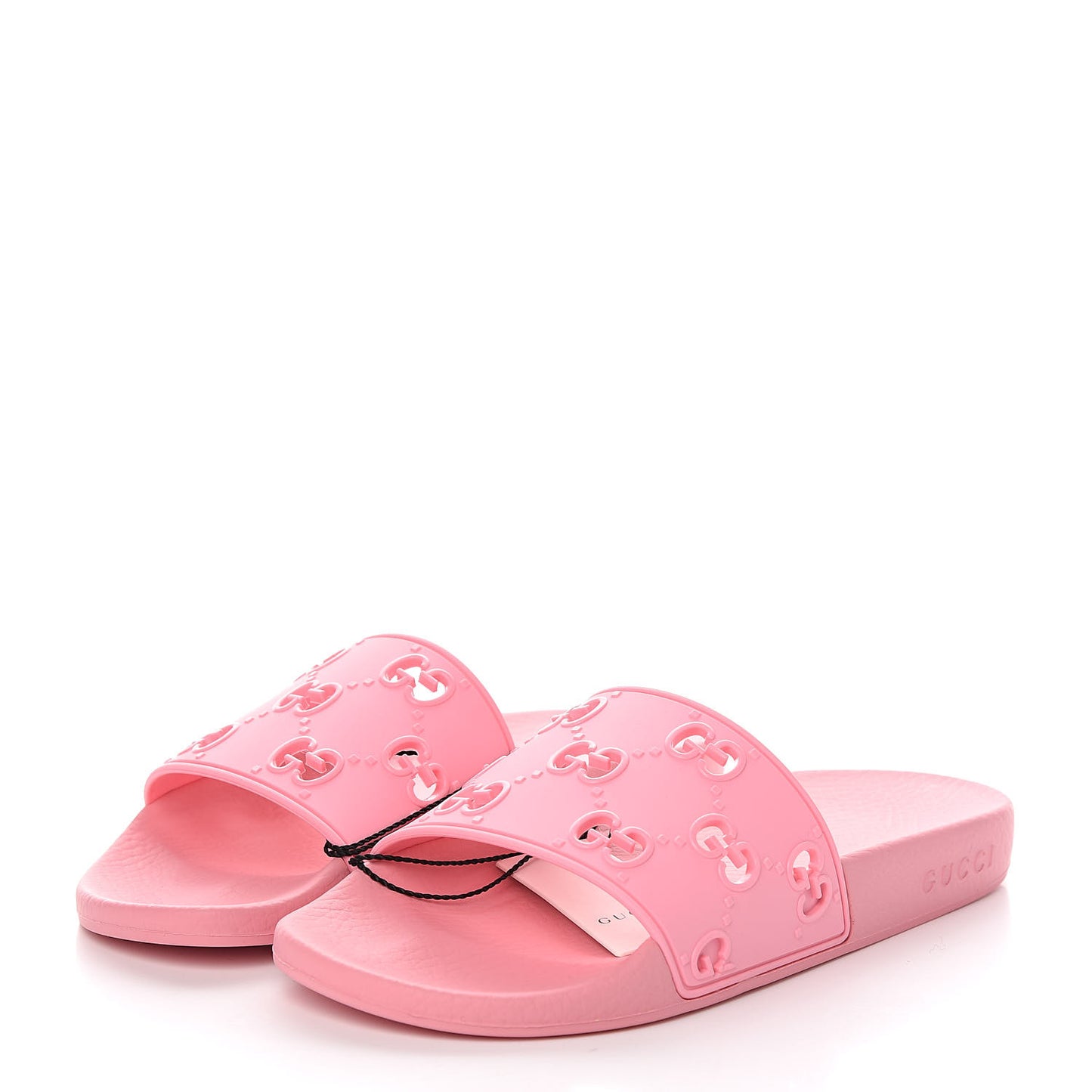 Rubber GG Monogram Perforated Womens Slide Sandals 38 Rose Box