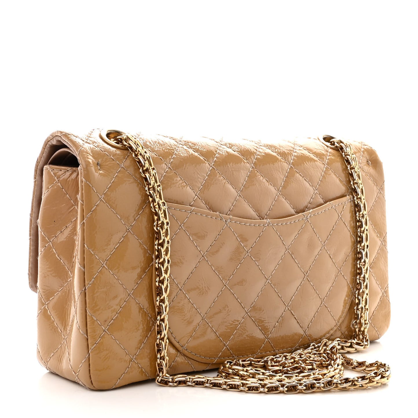 Patent Distressed Calfskin Quilted 2.55 Reissue 225 Flap Beige