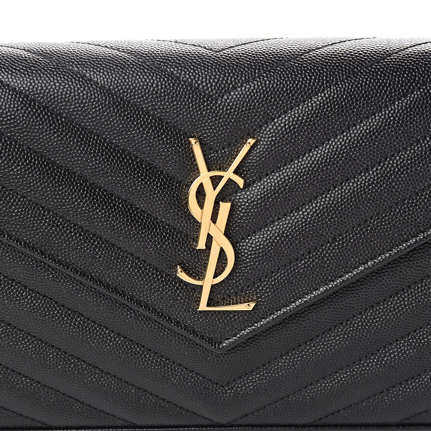 Grain De Poudre Matelasse Chevron Monogram Chain Wallet Black