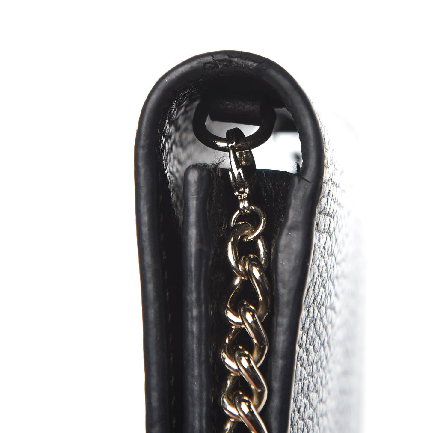 Dollar Calfskin Medium Betty Chain Wallet Black
