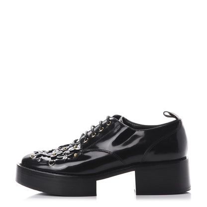 Louis Vuitton Patent Calfskin Blooms Flat Derby Platform Shoes 39 Black 1 of 9