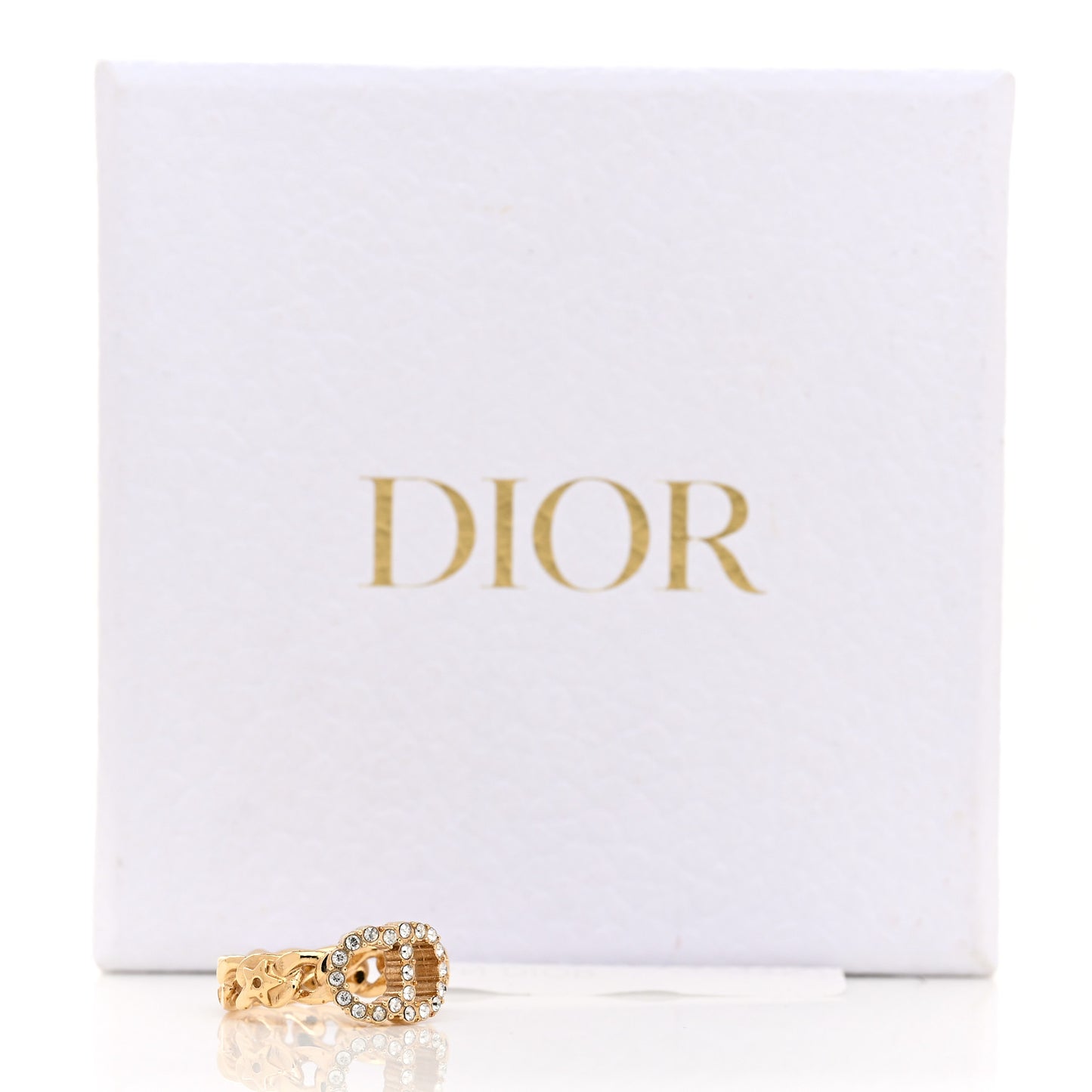 Metal Crystal Danseuse Etoile Chain Ring L 54 7 Gold