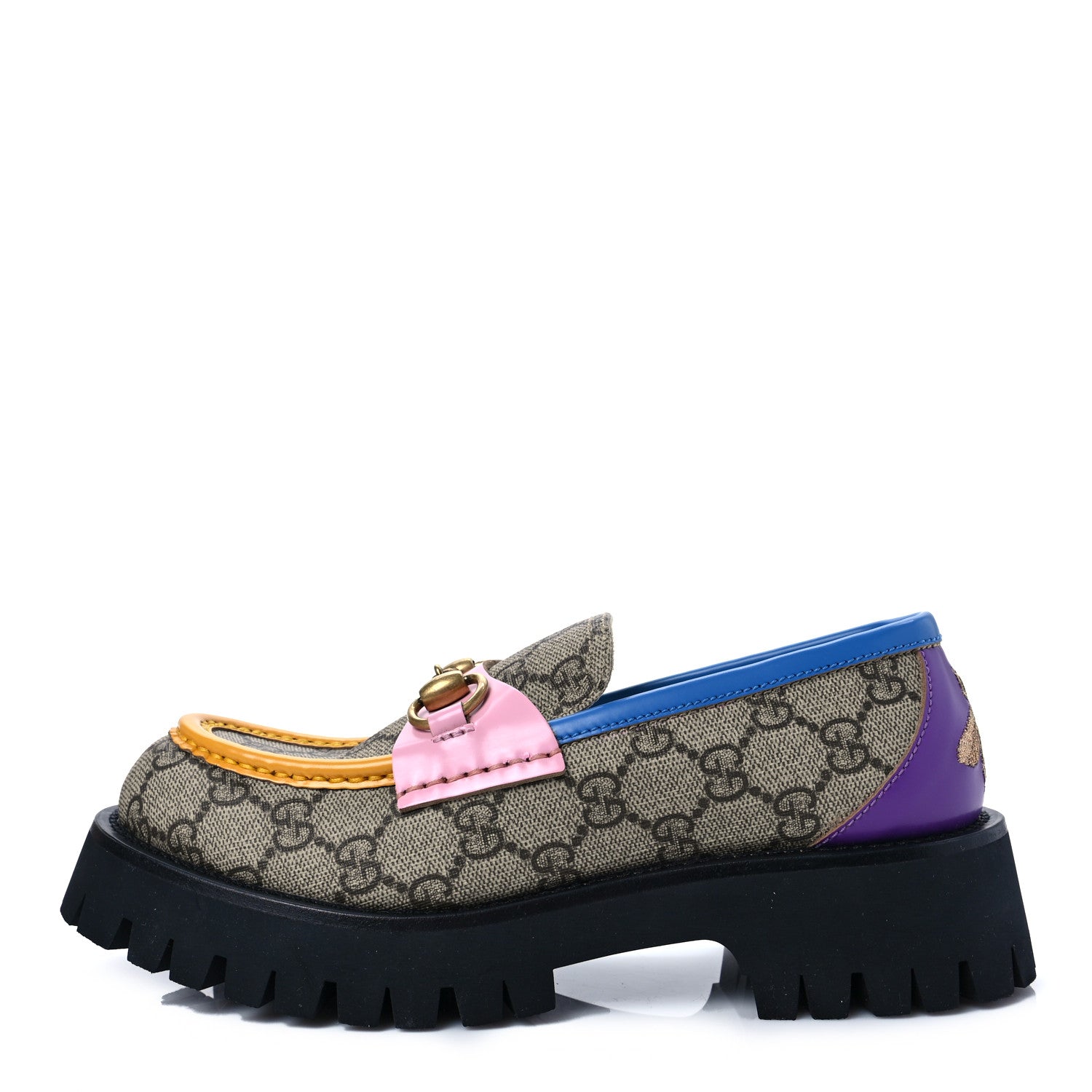 Gucci GG Supreme Monogram Cordovan Lux Womens Harald Horsebit 25mm Platform Loafers 36 Beige Sugar Pink Crop Shine Purple Marine 1 of 7