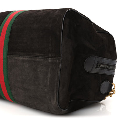 Gucci Suede Calfskin Web Medium Savoy Duffle Bag  Dark Brown 11 of 11