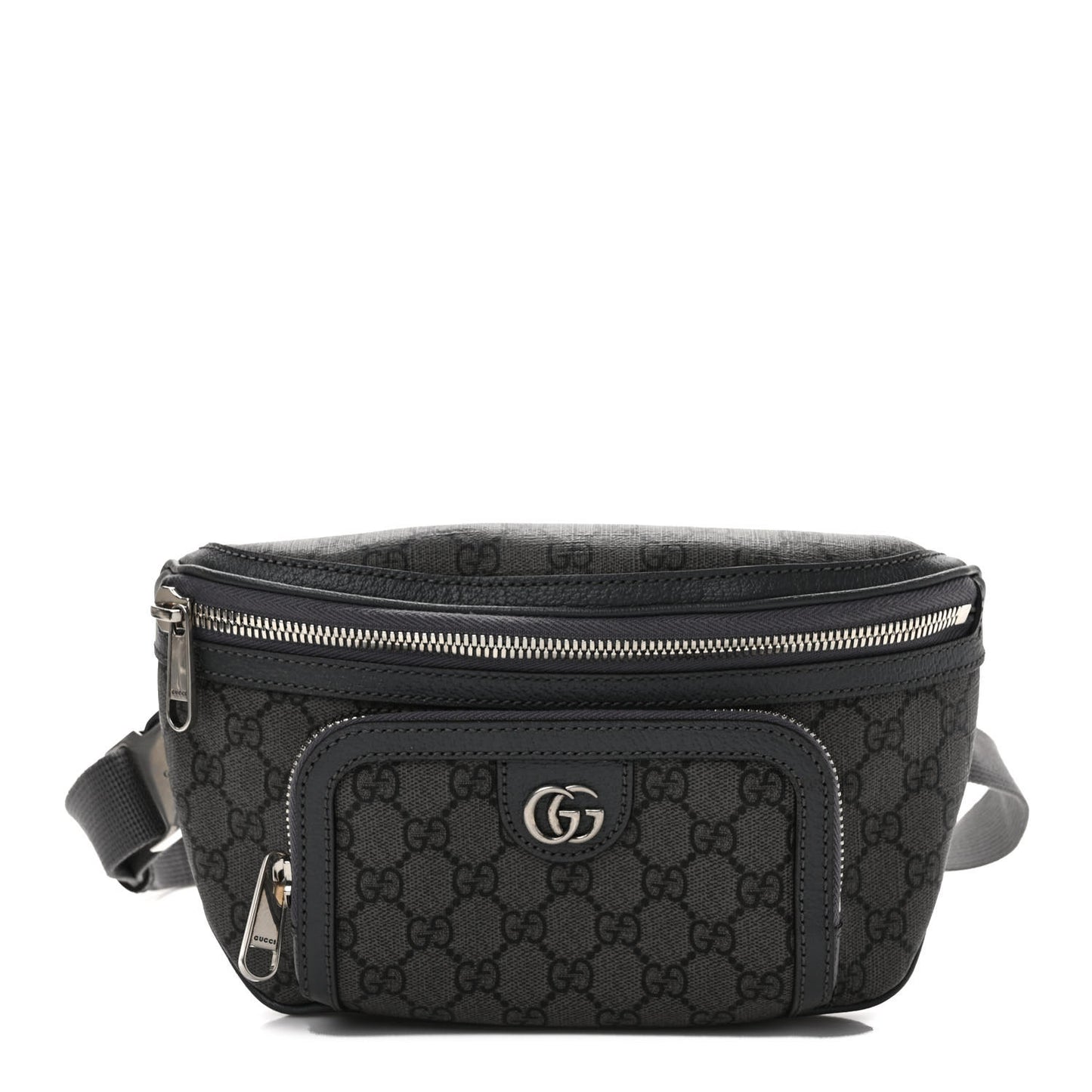 GG Supreme Monogram Textured Dollar Calfskin Ophidia Belt Bag Grey Black Graphite Grey