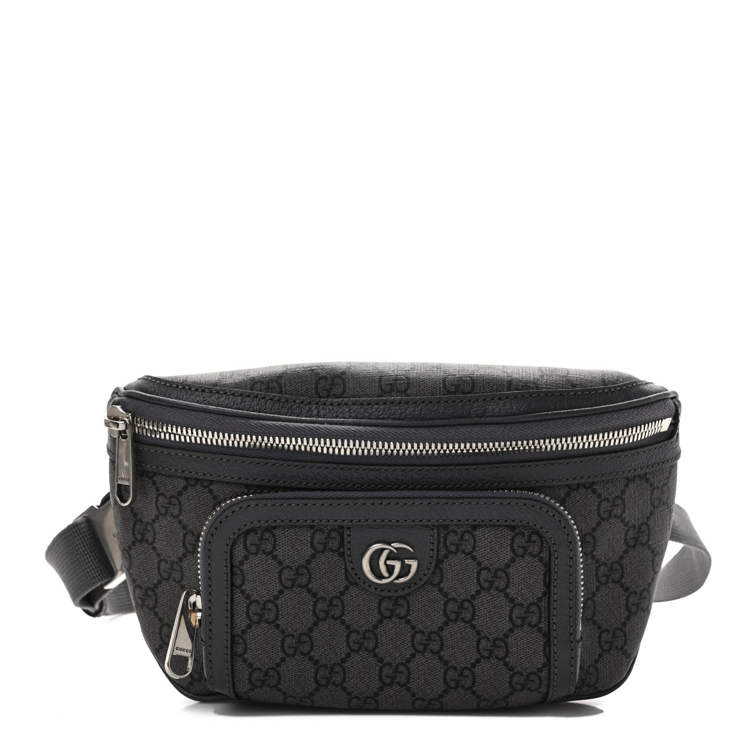 Gucci GG Supreme Monogram Textured Dollar Calfskin Ophidia Belt Bag Grey Black Graphite Grey 1 of 8