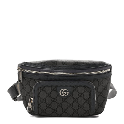 Gucci GG Supreme Monogram Textured Dollar Calfskin Ophidia Belt Bag Grey Black Graphite Grey 1 of 8