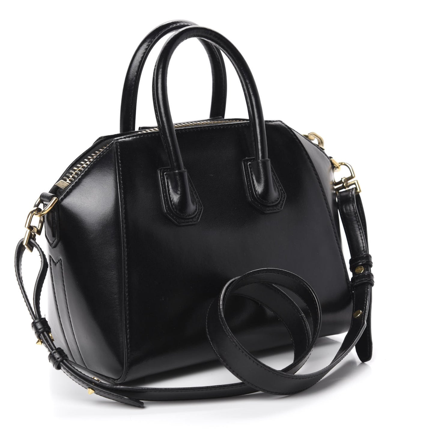 Shiny Lord Calfskin Mini Antigona Black