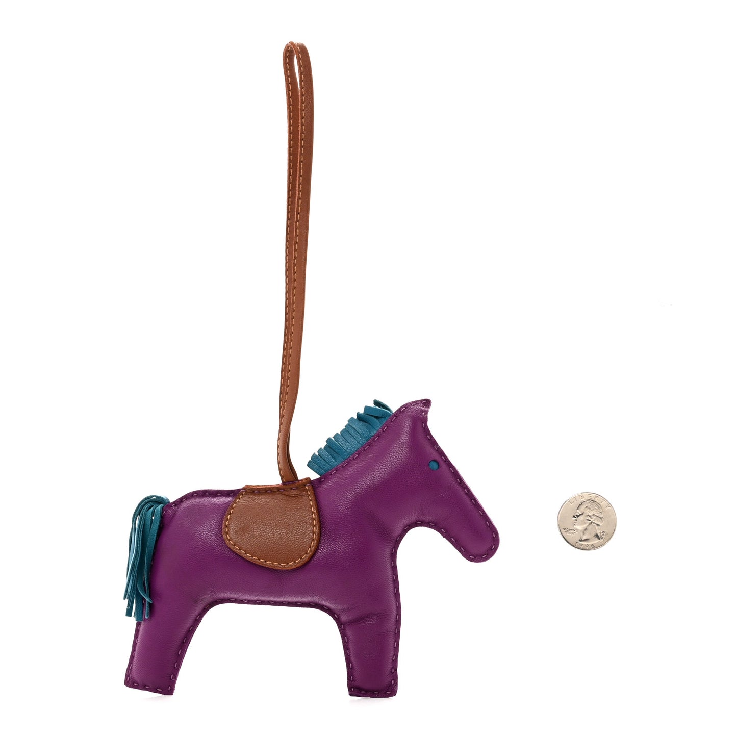Milo Lambskin Grigri Rodeo Horse Bag Charm GM Anemone Bleu Izmir Fauve