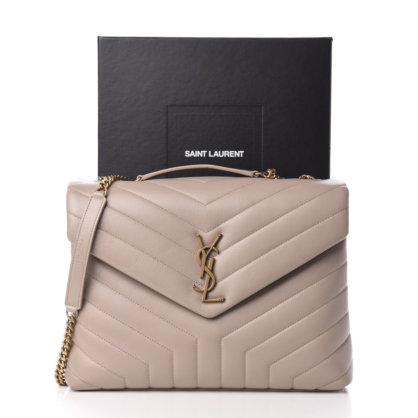 Calfskin Y Quilted Monogram Medium Loulou Chain Satchel Light Natural