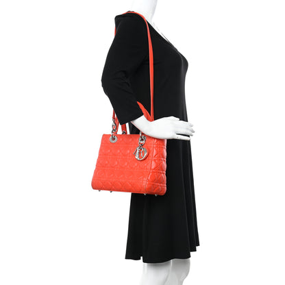 Christian Dior Lambskin Cannage Medium Lady Dior Coral 2 of 18