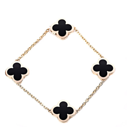 Van Cleef & Arpels 18K Yellow Gold Black Onyx 4 Motifs Pure Alhambra Bracelet 1 of 8