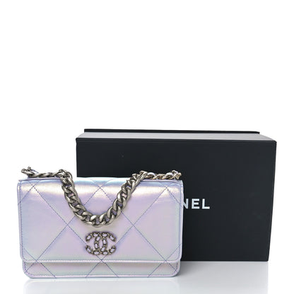 Chanel Iridescent Calfskin Quilted Chanel 19 Wallet On Chain WOC Light Purple 11 of 11