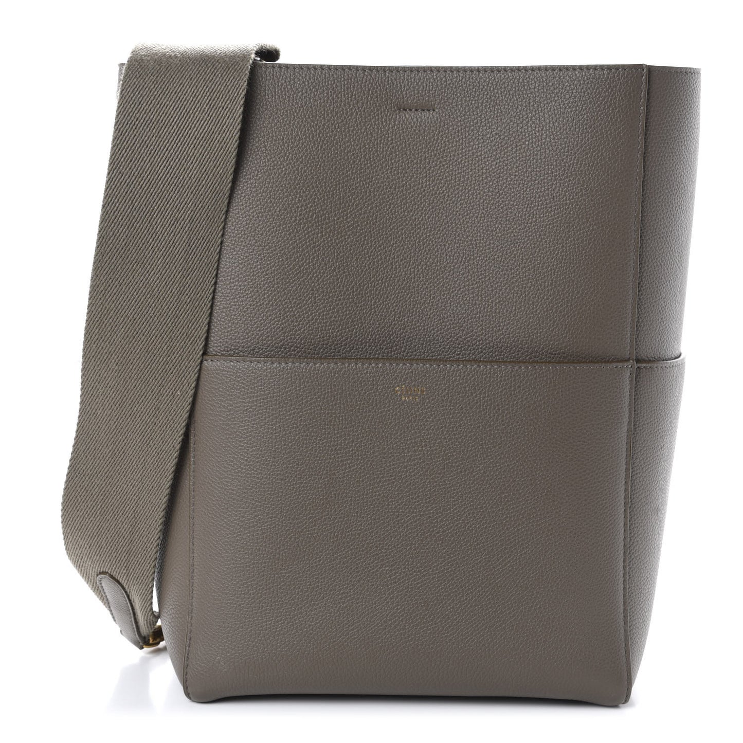 Soft Grained Calfskin Sangle Bucket Bag Taupe