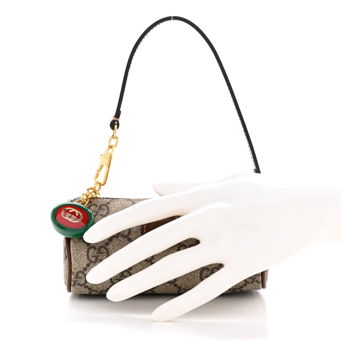 GG Supreme Monogram Azalea Calfskin Mini Retro Interlocking G Charm Bag Beige Ebony Brown Sugar