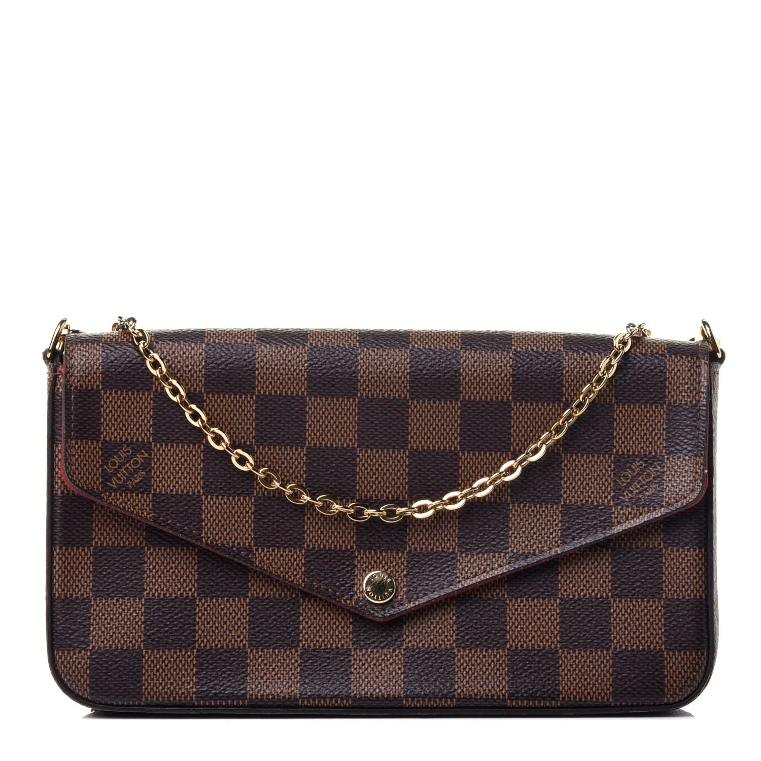 Louis Vuitton Damier Ebene Pochette Felicie Chain Wallet 1 of 11
