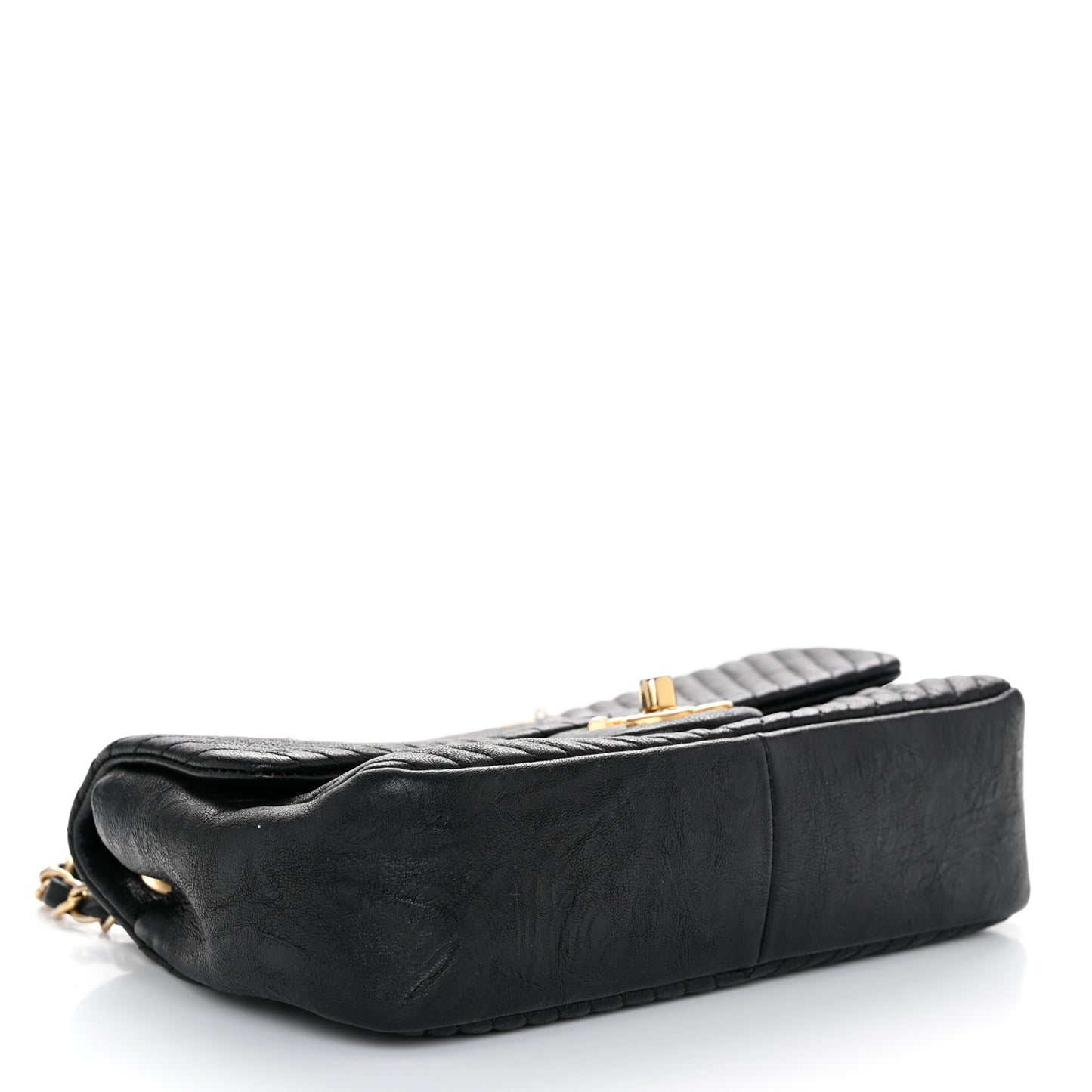 Calfskin Surpique Chevron Small Flap Black
