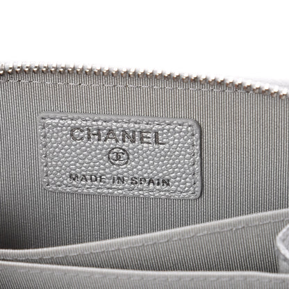 Chanel Metallic Caviar Chevron Quilted Vintage Mademoiselle Zip Coin Purse Silver 6 of 8