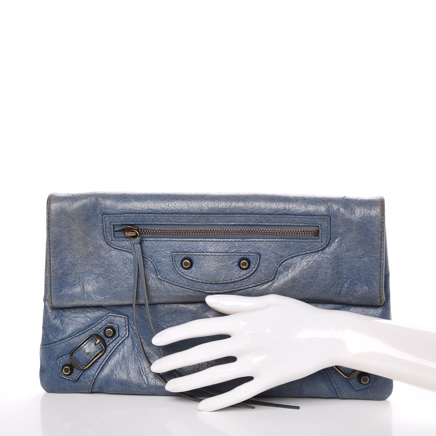 Agneau Classic Hardware Envelope Clutch Atlantique