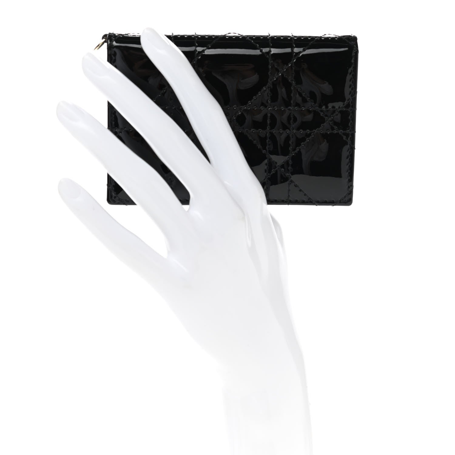 Christian Dior Patent Cannage Small Lady Dior Flap Card Holder Black 2 of 8
