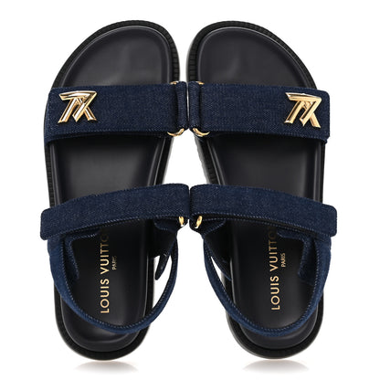 Louis Vuitton Denim Sunset Comfort Flat Sandals 39 Blue 2 of 9