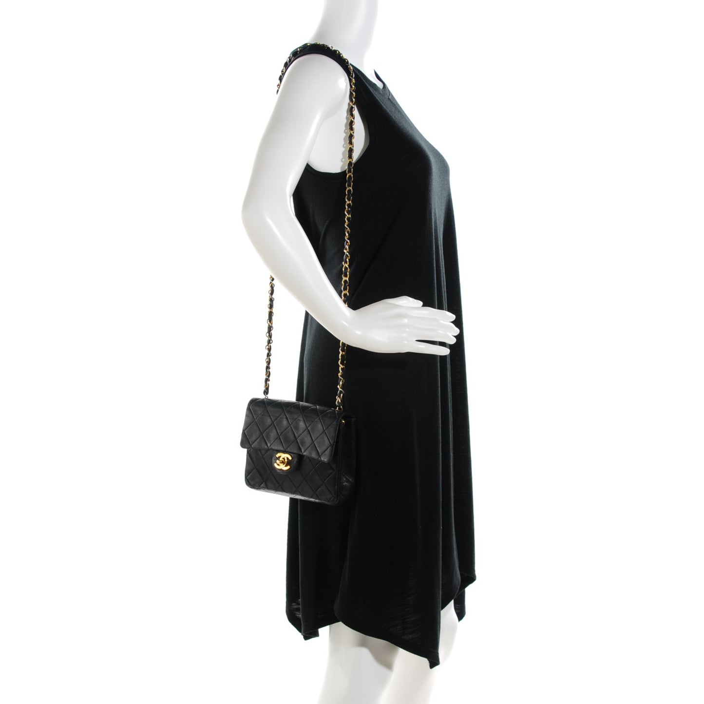 Lambskin Quilted Mini Square Flap Black