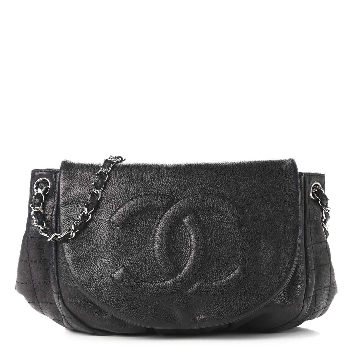 Caviar Half Moon Large Flap Black