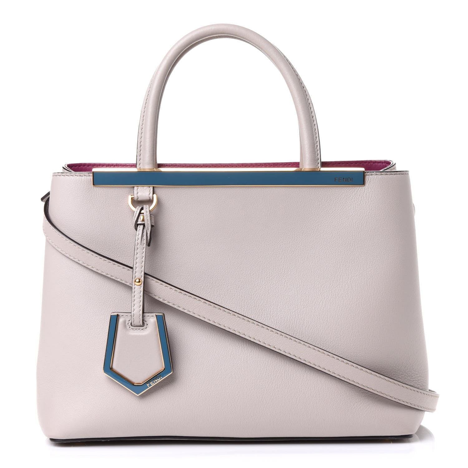 Fendi Vitello Dolce Century Petite 2Jours Tote Grigio Polvere Ciclamino 1 of 6
