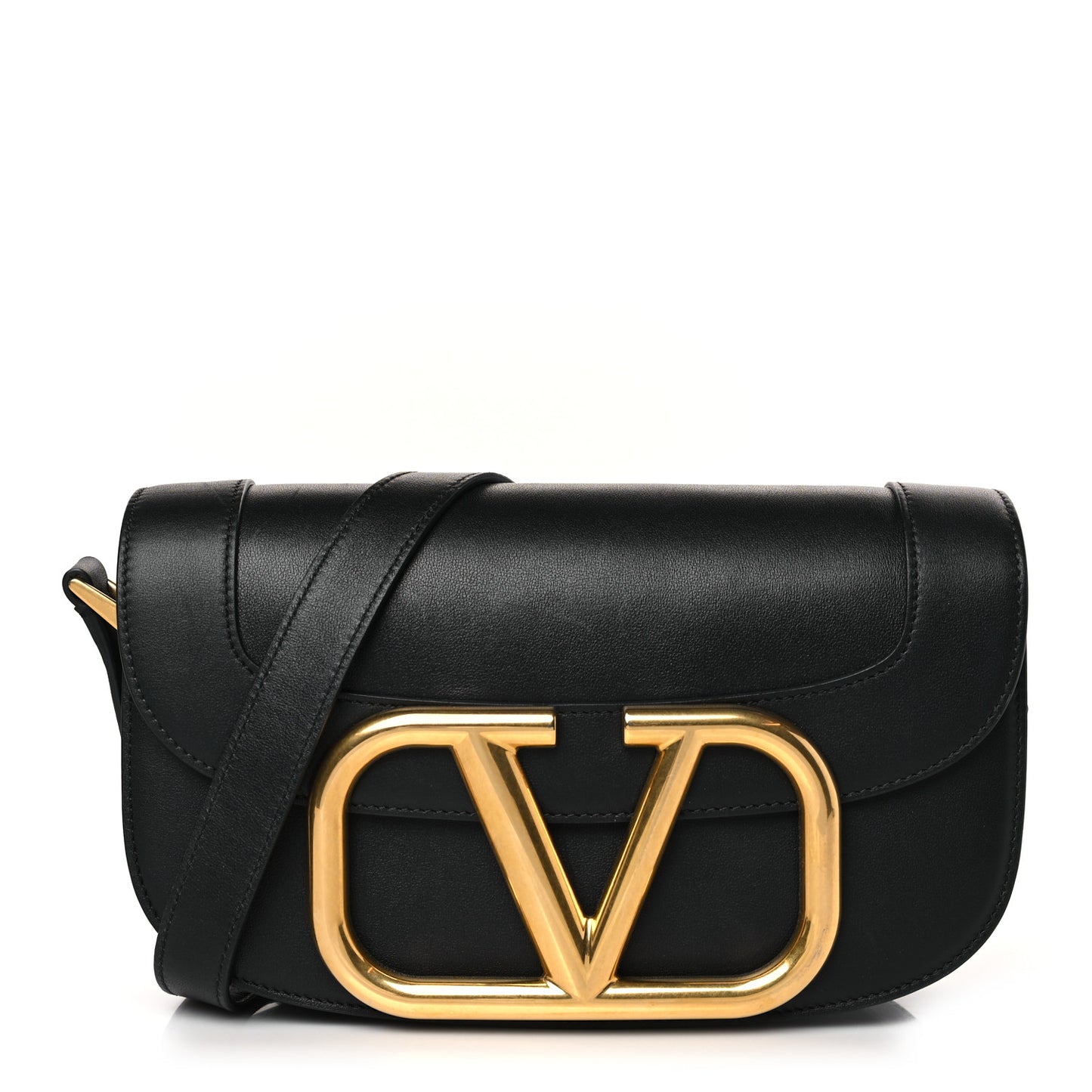 Smooth Calfskin Supervee Shoulder Bag Black