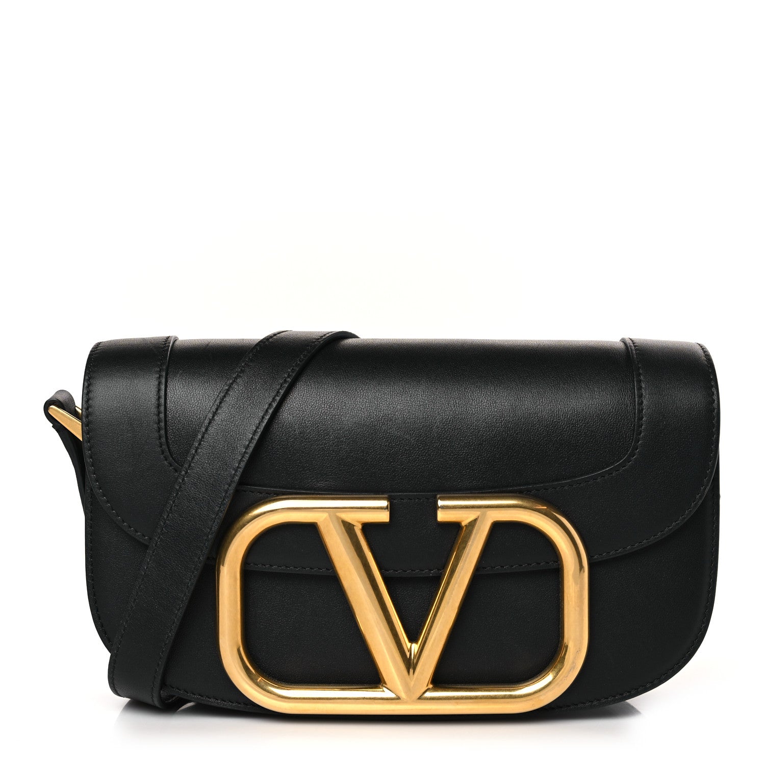 Valentino Garavani Smooth Calfskin Supervee Shoulder Bag Black 1 of 8