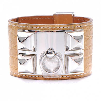 Hermes Matte Alligator Collier De Chien CDC Bracelet Maize Small 1 of 7