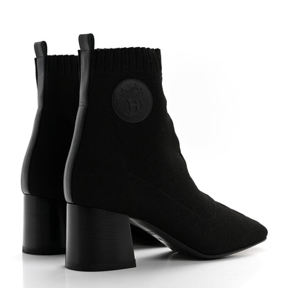 Hermes Knit Calfskin Volver 60 Ankle Boots 37.5 Black 4 of 8