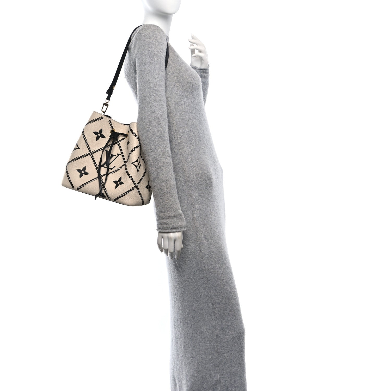 Louis Vuitton Empreinte Monogram Giant Broderies Neonoe MM Cream Black 2 of 11