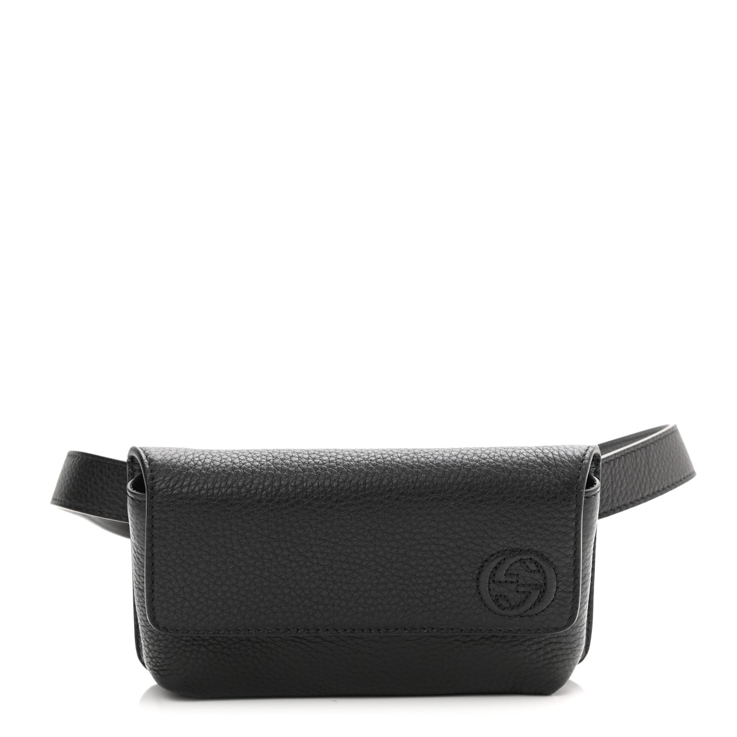 Pebbled Calfskin Soho Flap Belt Bag Black