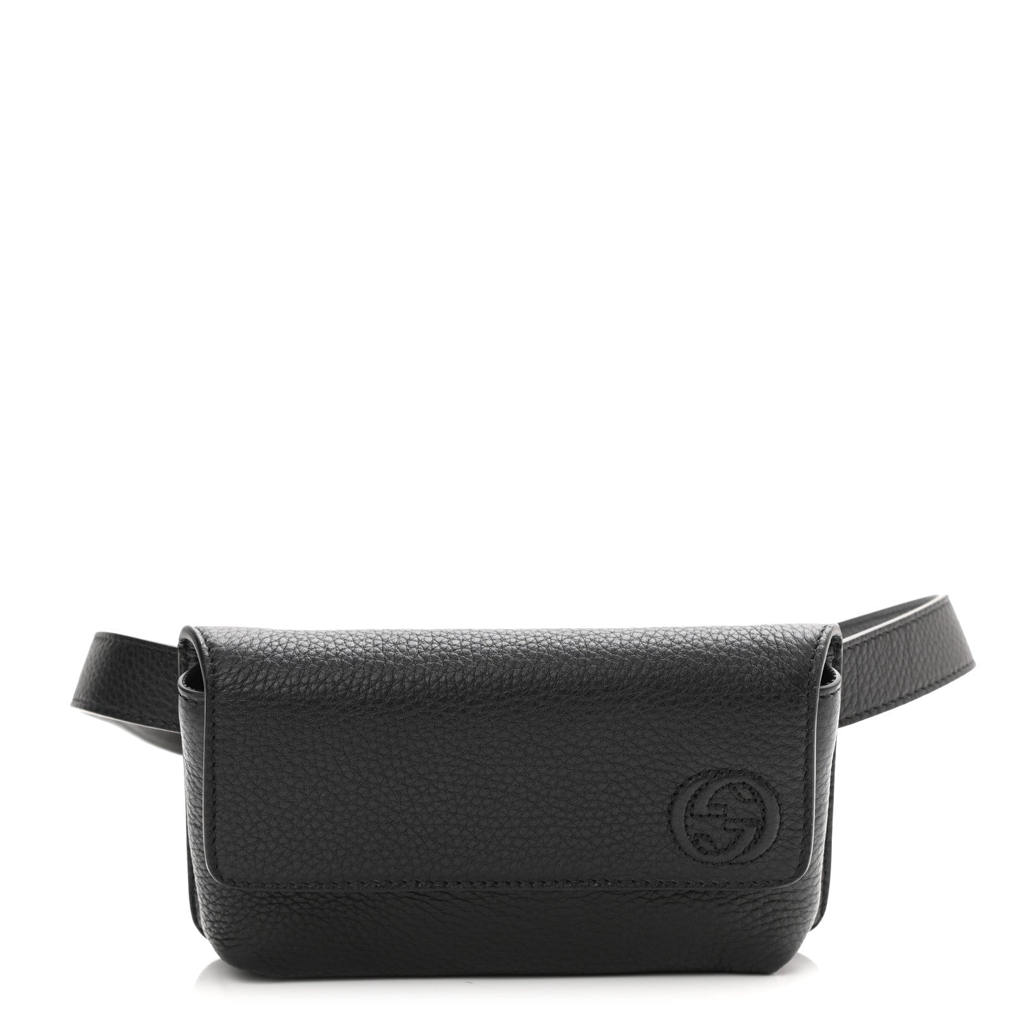 Gucci Pebbled Calfskin Soho Flap Belt Bag Black 1 of 11
