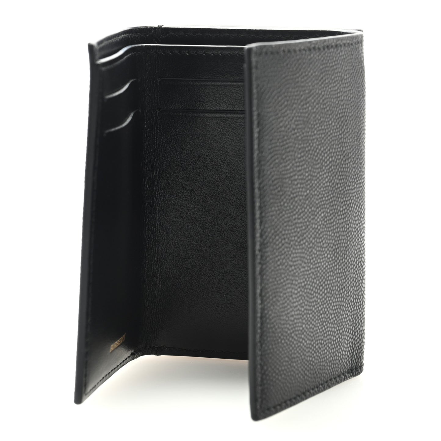 Grained Calfskin TB Compact Tri-Fold Wallet Black