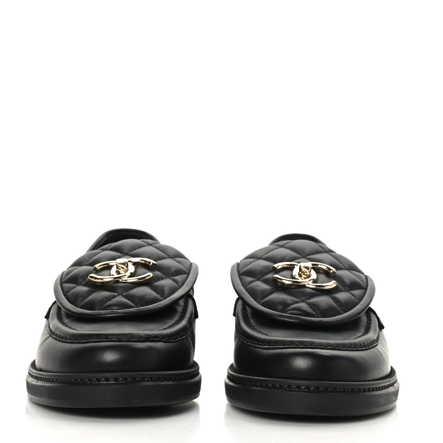 Chanel Lambskin Quilted CC Turnlock Loafers 38 Black 2 of 8
