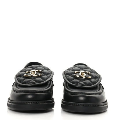 Chanel Lambskin Quilted CC Turnlock Loafers 38 Black 2 of 8