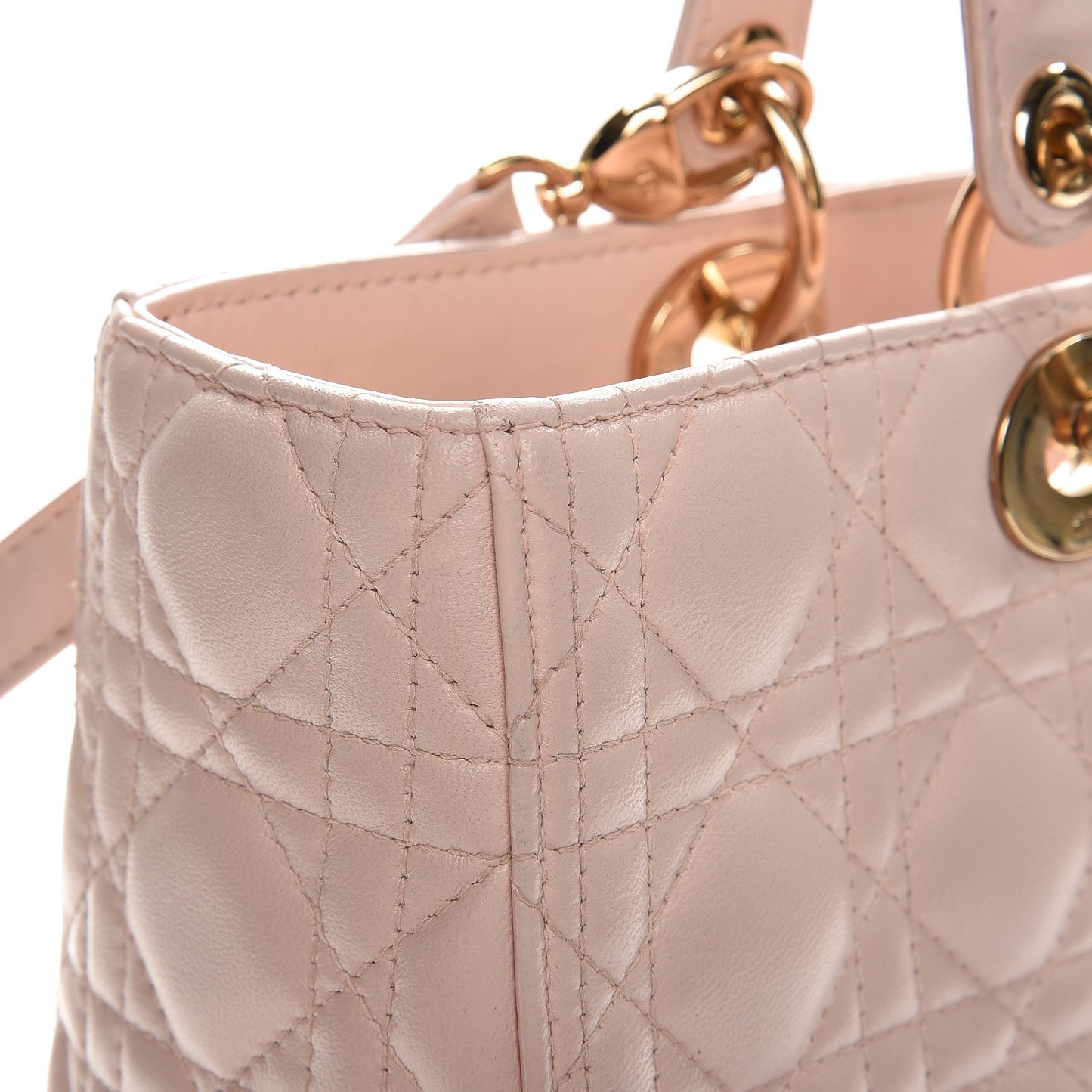 Lambskin Cannage Large Lady Dior Rose Poudre
