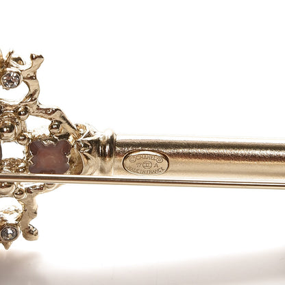 Chanel Gripoix Poured Glass Pearl Key Brooch Gold Pink 4 of 4