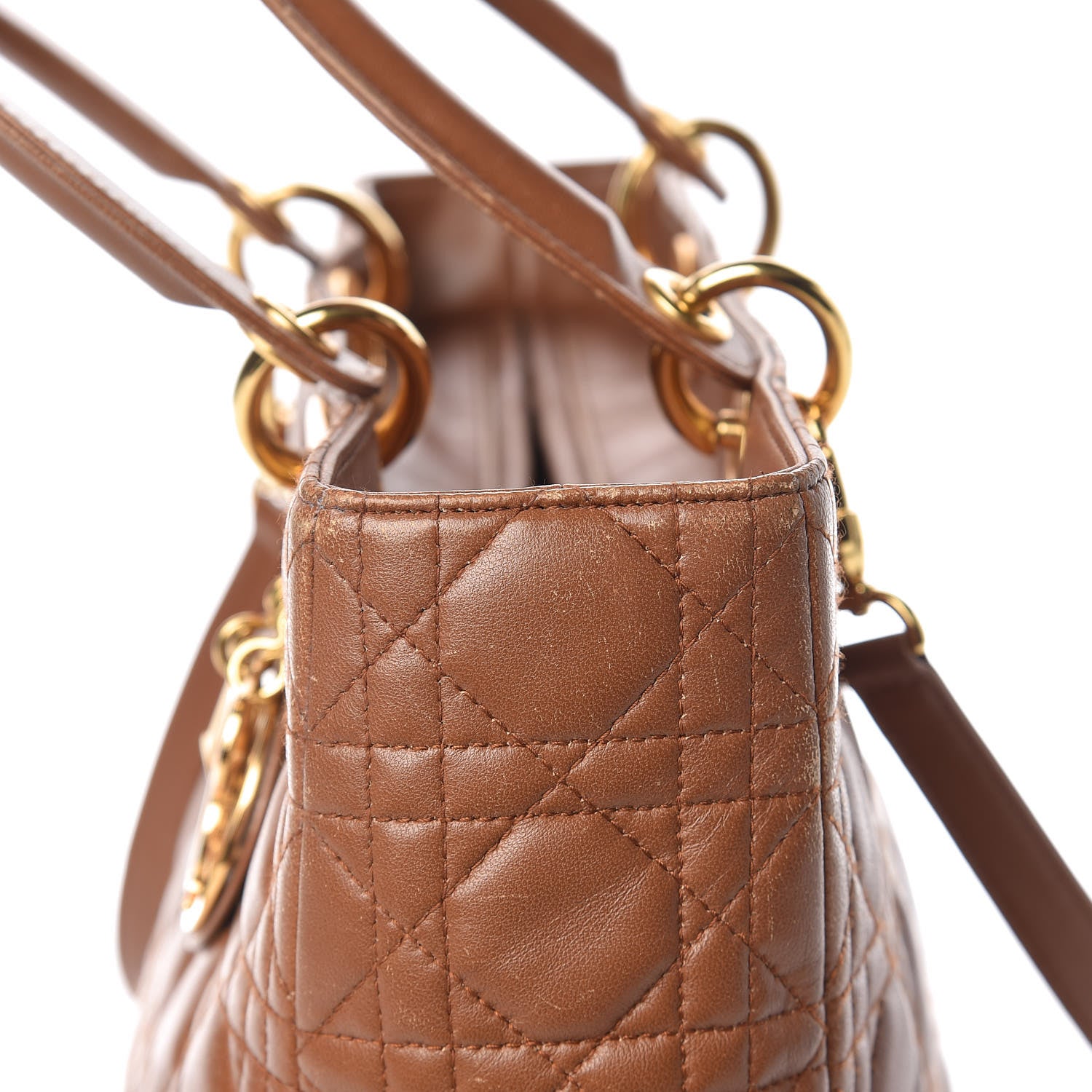 Christian Dior Lambskin Cannage Large Lady Dior Tan 15 of 33
