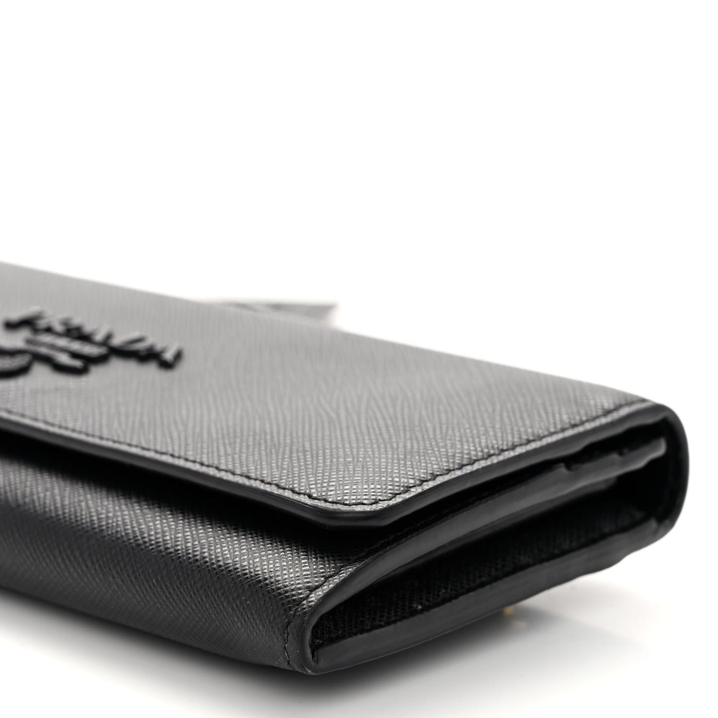 Saffiano Metal Continental Flap Wallet Black