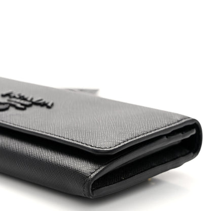 Prada Saffiano Metal Continental Flap Wallet Black 9 of 9