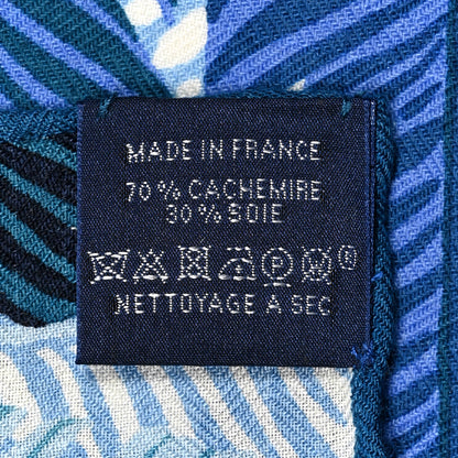 Hermes Cashmere Silk Jaguar Quetzal Shawl 140 Bleu Taupe Gris 4 of 4