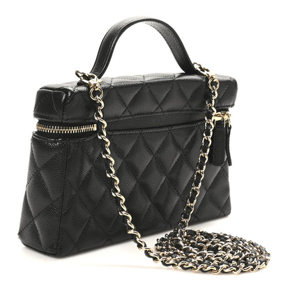 Chanel Caviar Quilted Top Handle Slim Vanity With Chain Black 3 of 10
